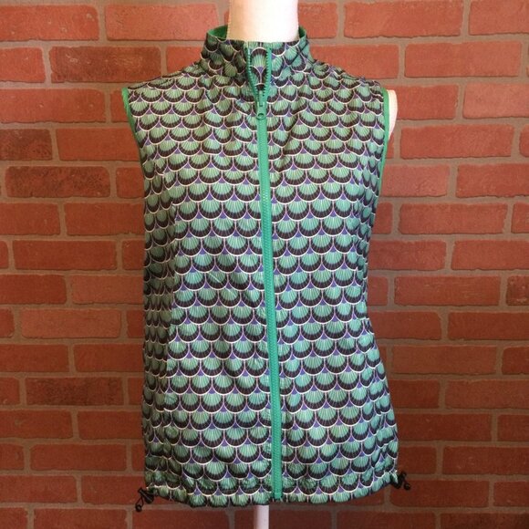 Peter Millar Women's reversible vest Size M Multi color peacock print - Picture 2 of 11